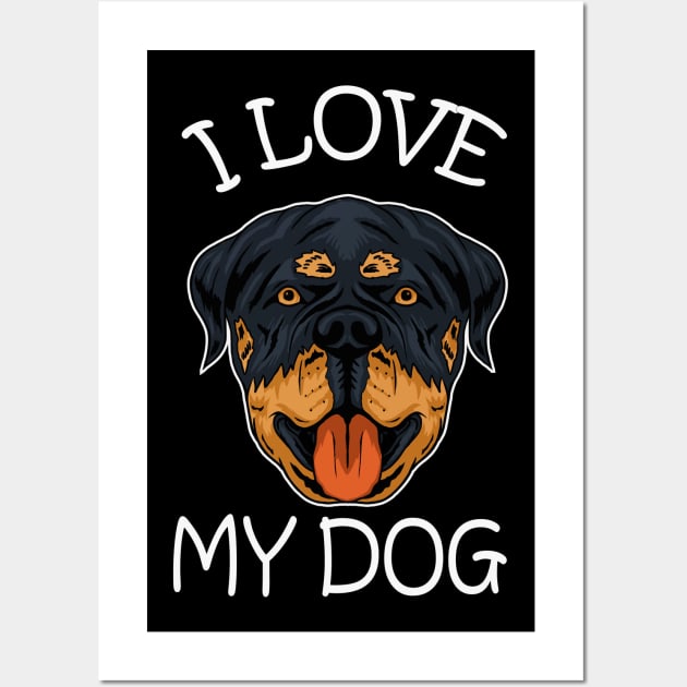 dog rottweiler dog i love my dog Wall Art by wahyuart21